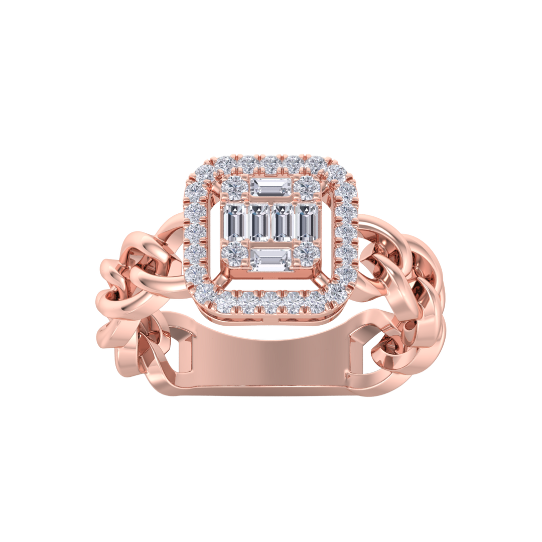 Statement Chain Ring in white gold with white diamonds of 0.41 ct in weight
