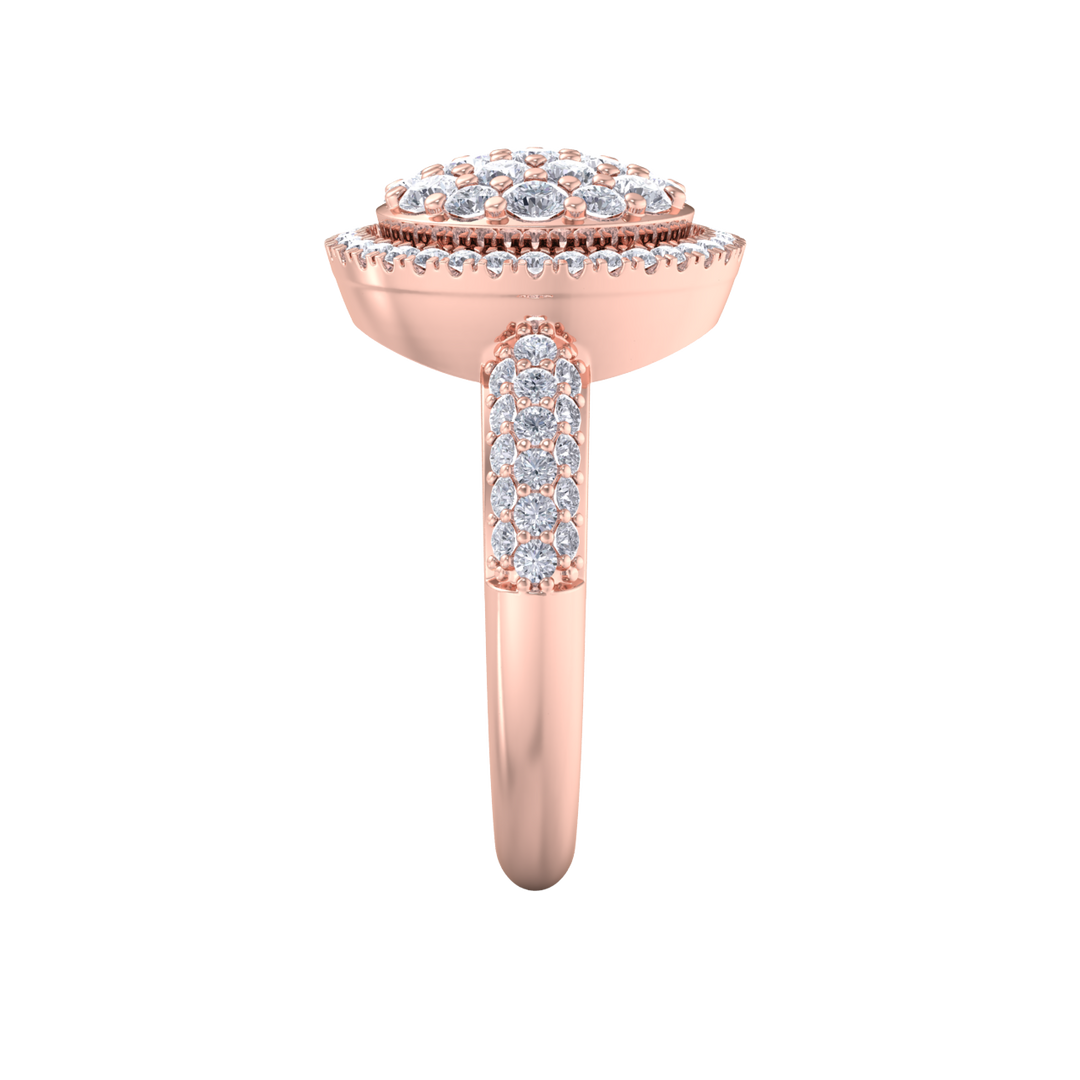 Beautiful ring in rose gold with white diamonds of 1.09 ct in weight