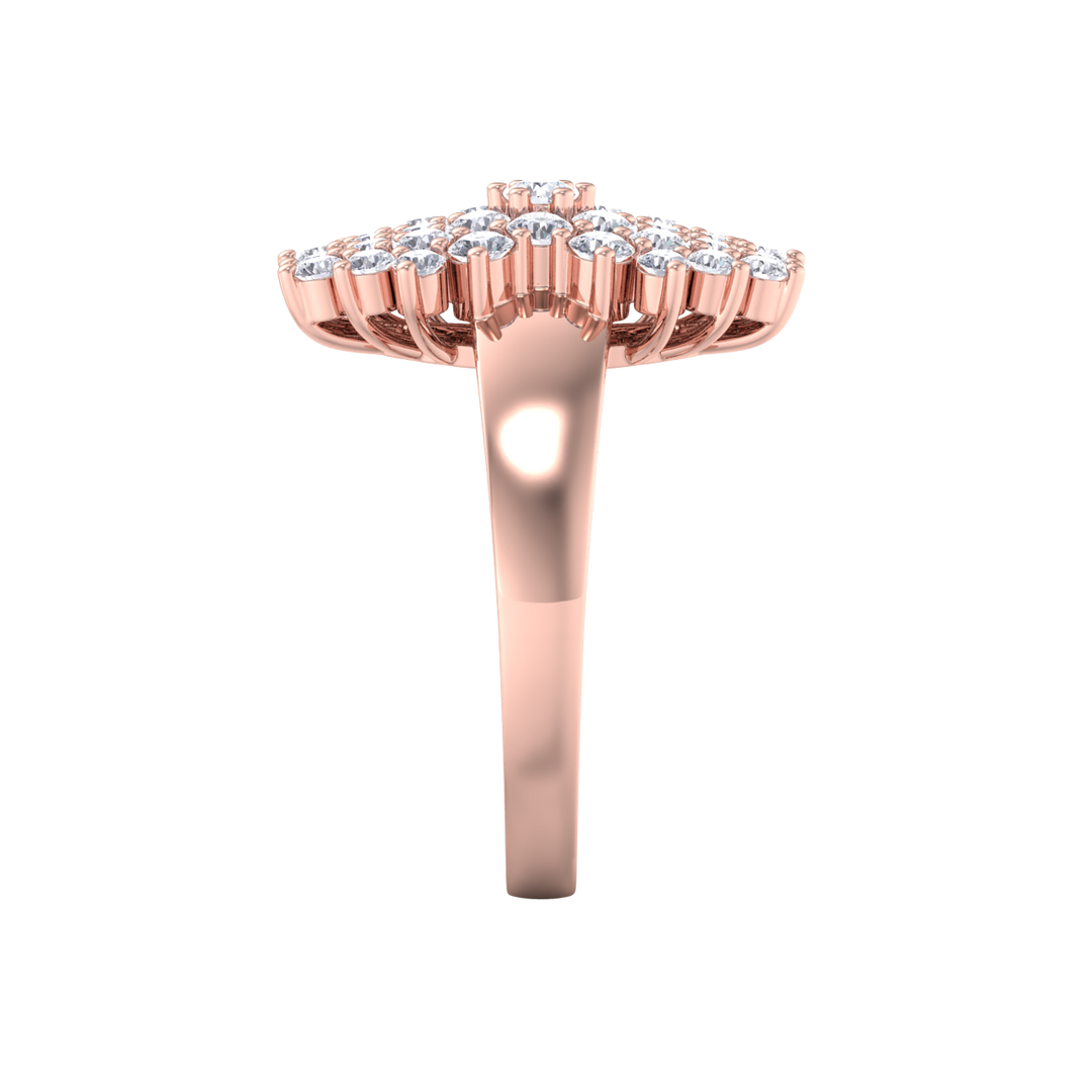 Beautiful ring in rose gold with white diamonds of 1.22 ct in weight