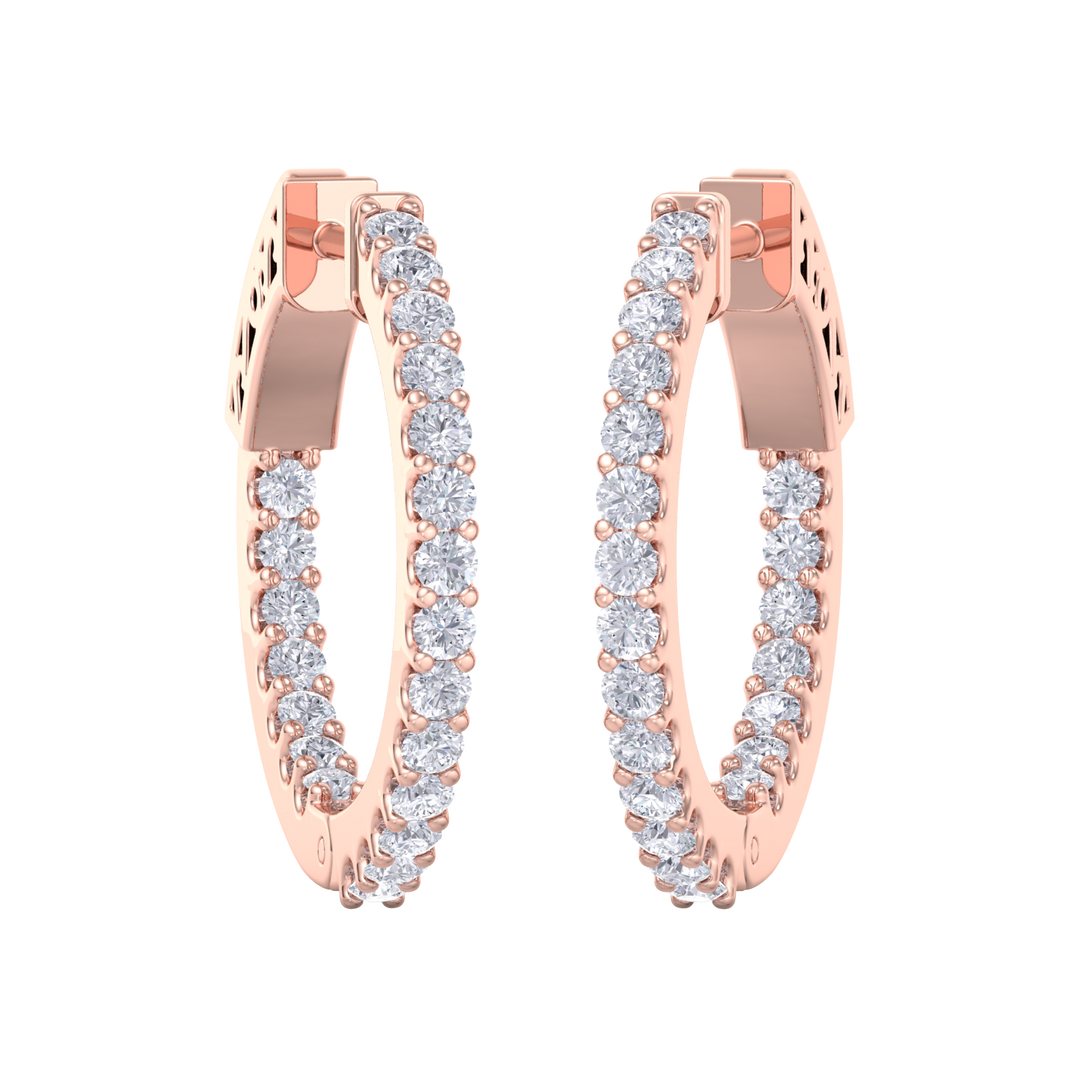 Diamond eternity hoop earrings in white gold with white diamonds of 0.98 ct in weight