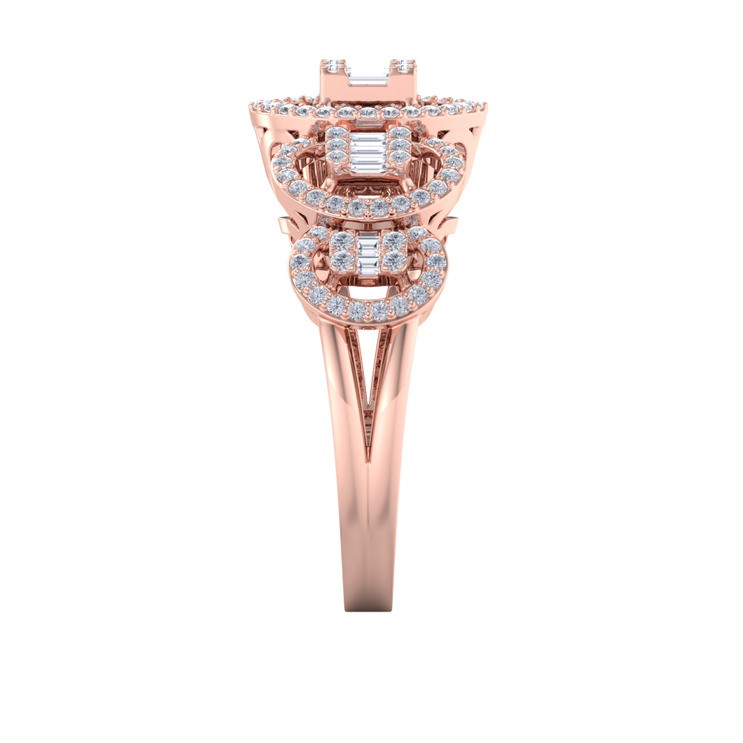 Beautiful ring in rose gold with white diamonds of 0.63 ct in weight