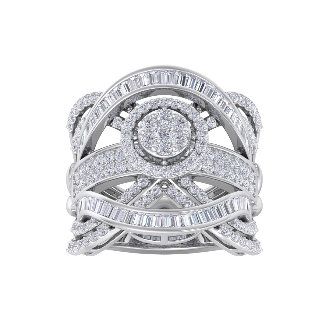 Statement Diamond ring in white gold with white diamonds of 2.32 ct in weight