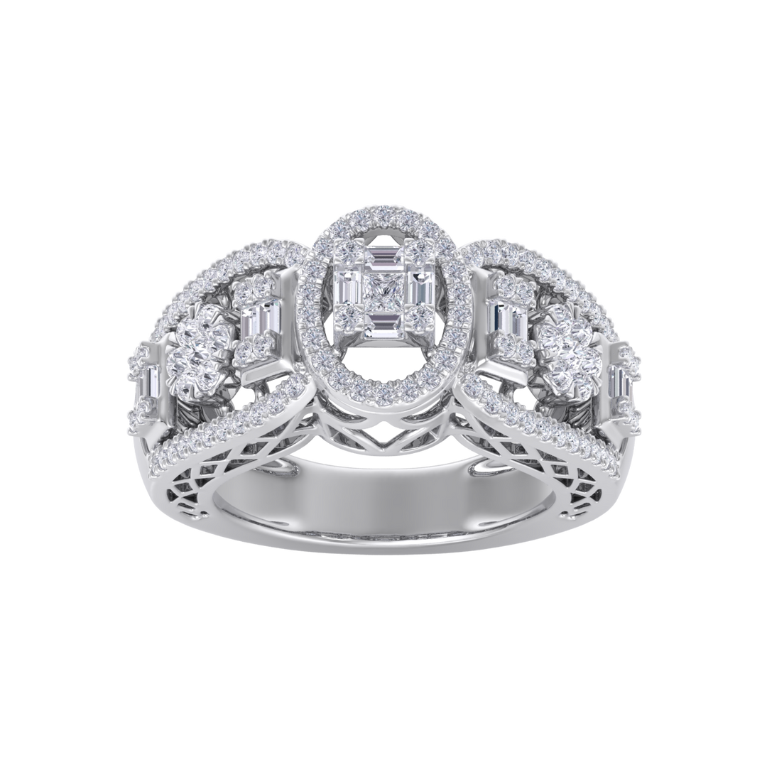 Diamond ring in white gold with white diamonds of 0.99 ct in weight