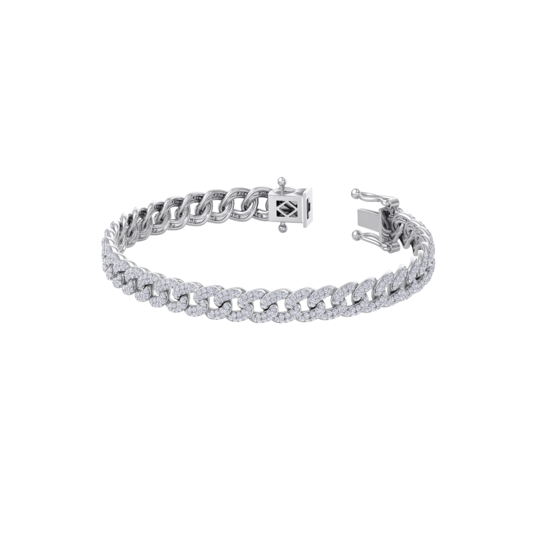 Chain diamond bracelet in white gold with white diamonds of 3.17 ct in weight