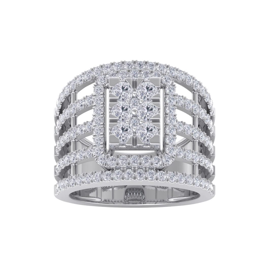 Statement Diamond ring in yellow gold with white diamonds of 1.52 ct in weight