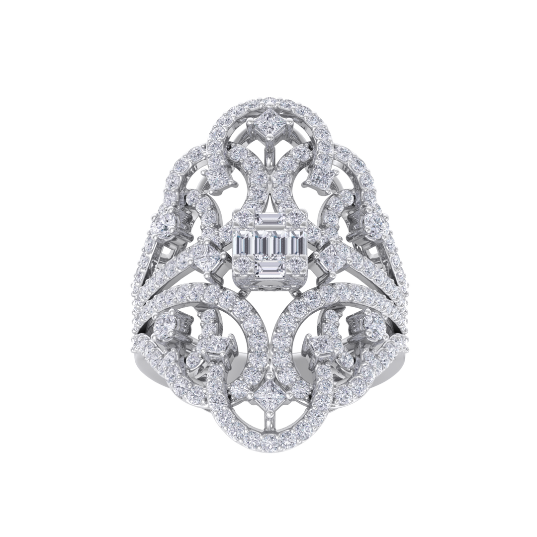 Statement ring in rose gold with white diamonds of 1.90 ct in weight