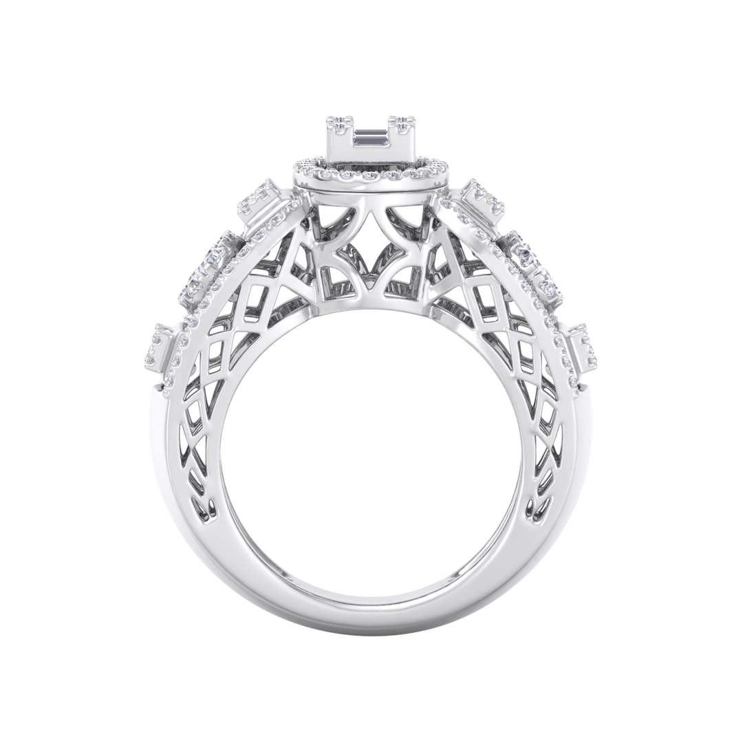 Diamond ring in white gold with white diamonds of 0.99 ct in weight