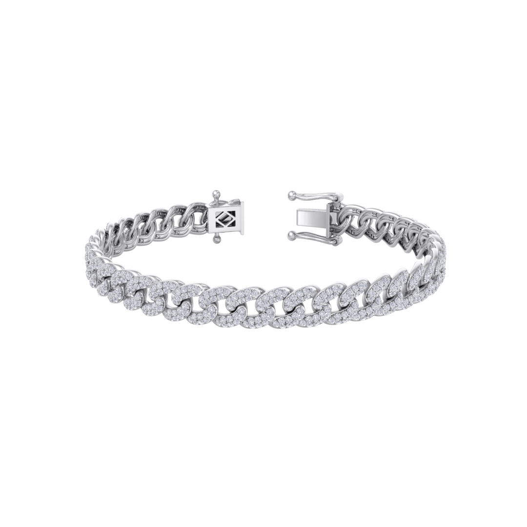 Chain diamond bracelet in white gold with white diamonds of 3.17 ct in weight