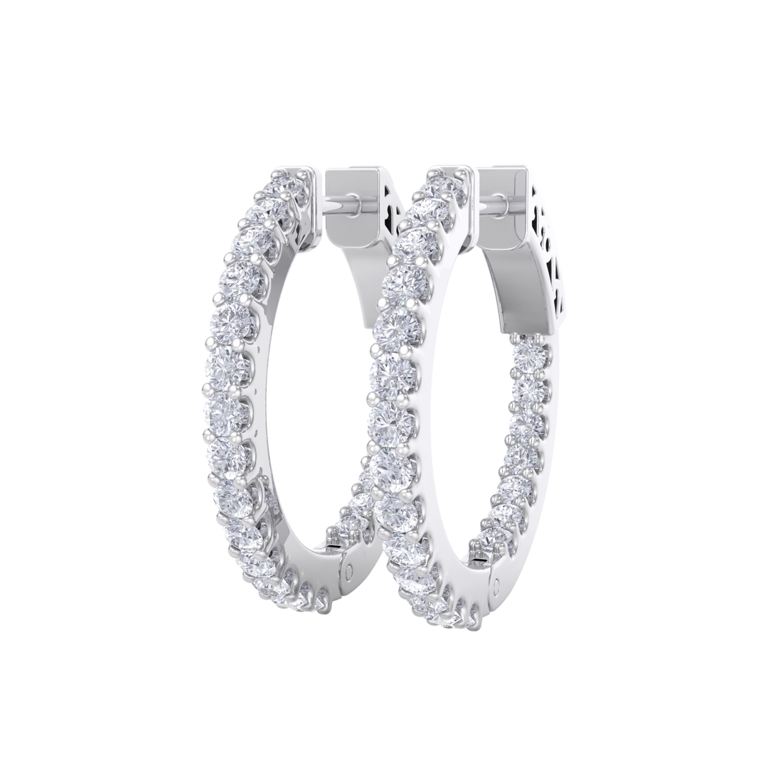 Diamond eternity hoop earrings in white gold with white diamonds of 0.98 ct in weight