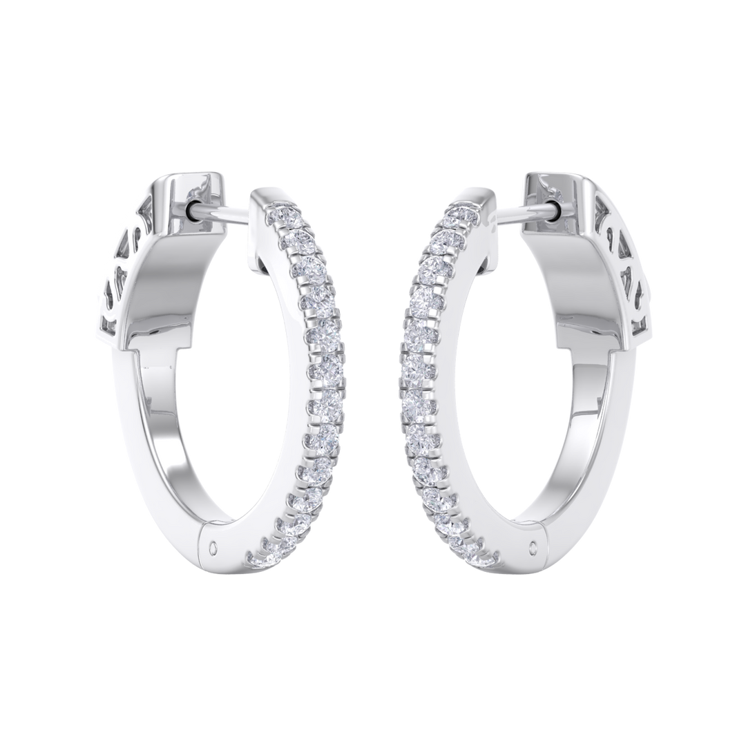 Petite diamond hoop earrings in rose gold with white diamonds of 0.34 ct in weight