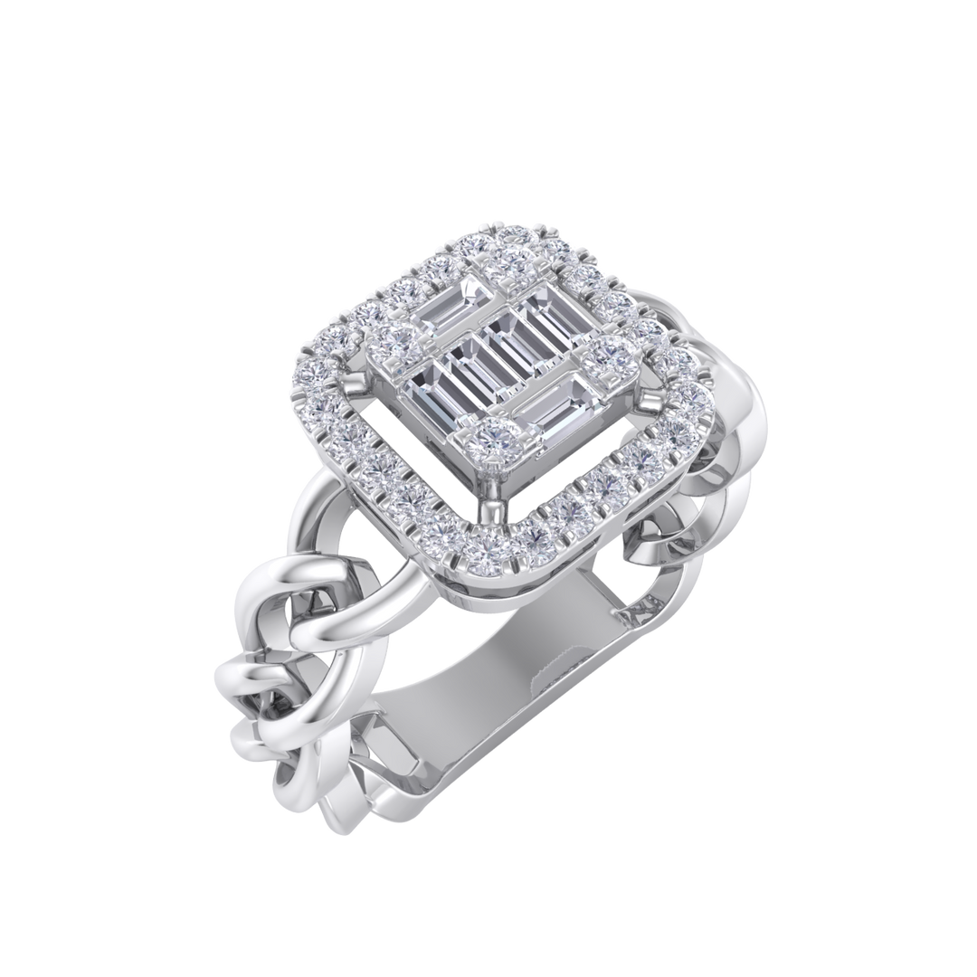 Statement Chain Ring in white gold with white diamonds of 0.41 ct in weight