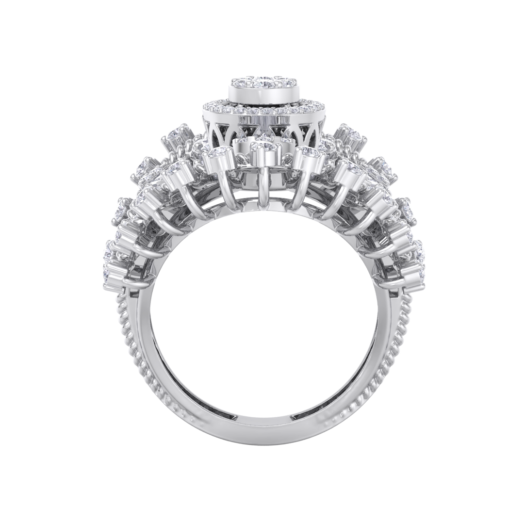 Statement ring in rose gold with white diamonds of 2.69 ct in weight