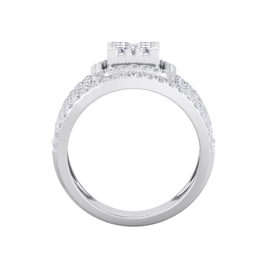 Statement Diamond ring in yellow gold with white diamonds of 1.52 ct in weight