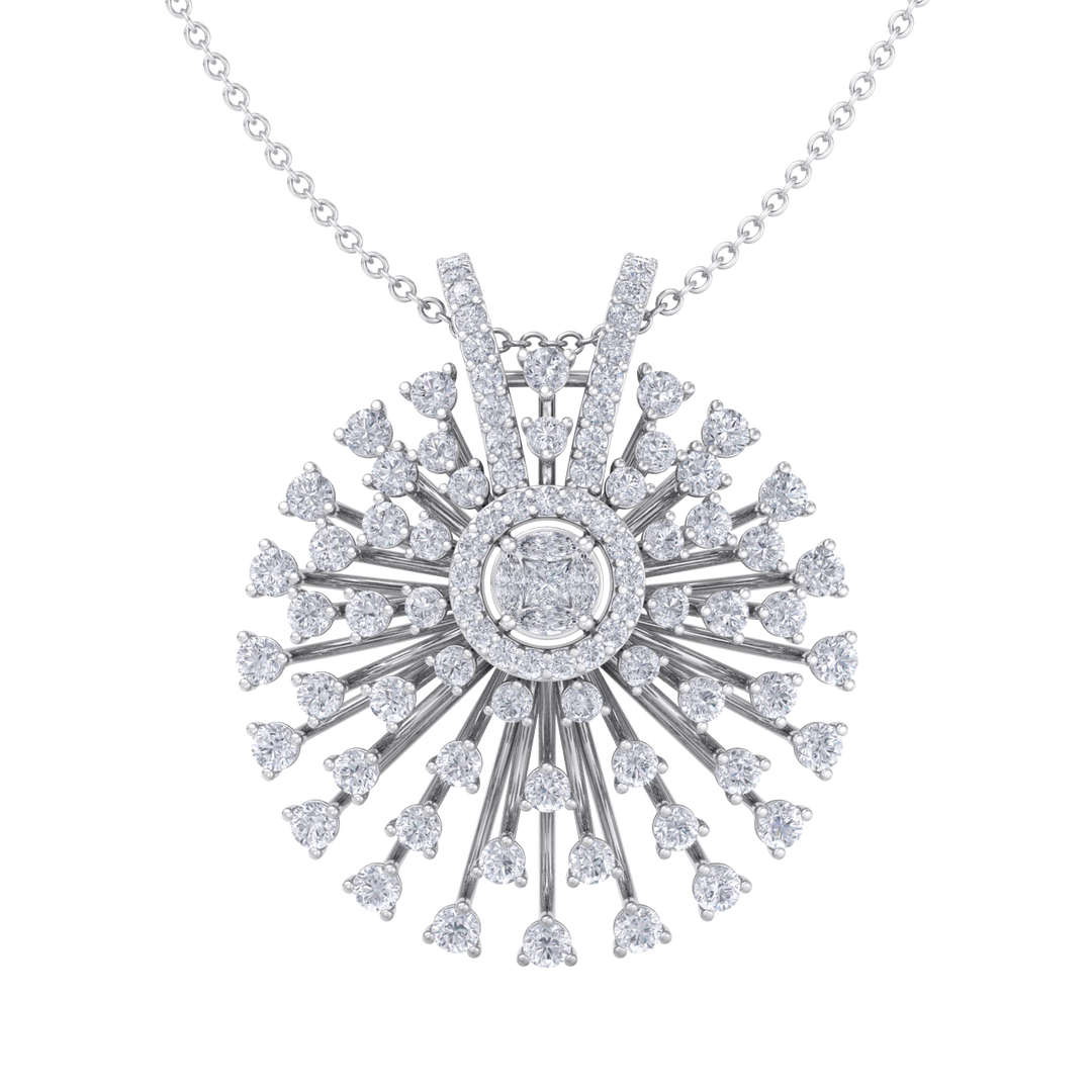 Flower Pendant in rose gold with white diamonds of 2.08 ct in weight