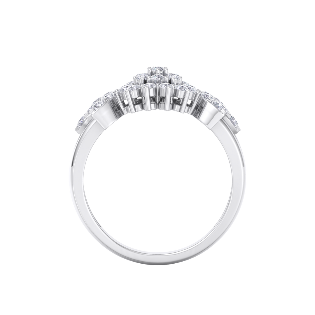 Elegant flower ring in yellow gold with white diamonds of 0.60 ct in weight
