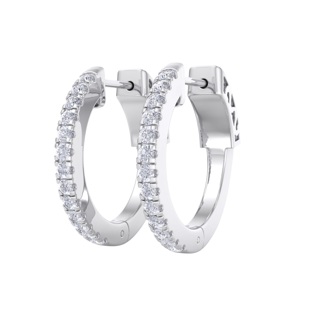 Petite diamond hoop earrings in yellow gold with white diamonds of 0.34 ct in weight