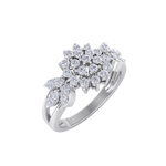 Load image into Gallery viewer, Elegant flower ring in yellow gold with white diamonds of 0.60 ct in weight
