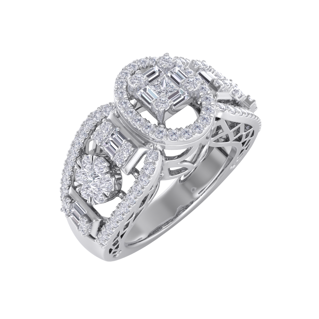Diamond ring in white gold with white diamonds of 0.99 ct in weight