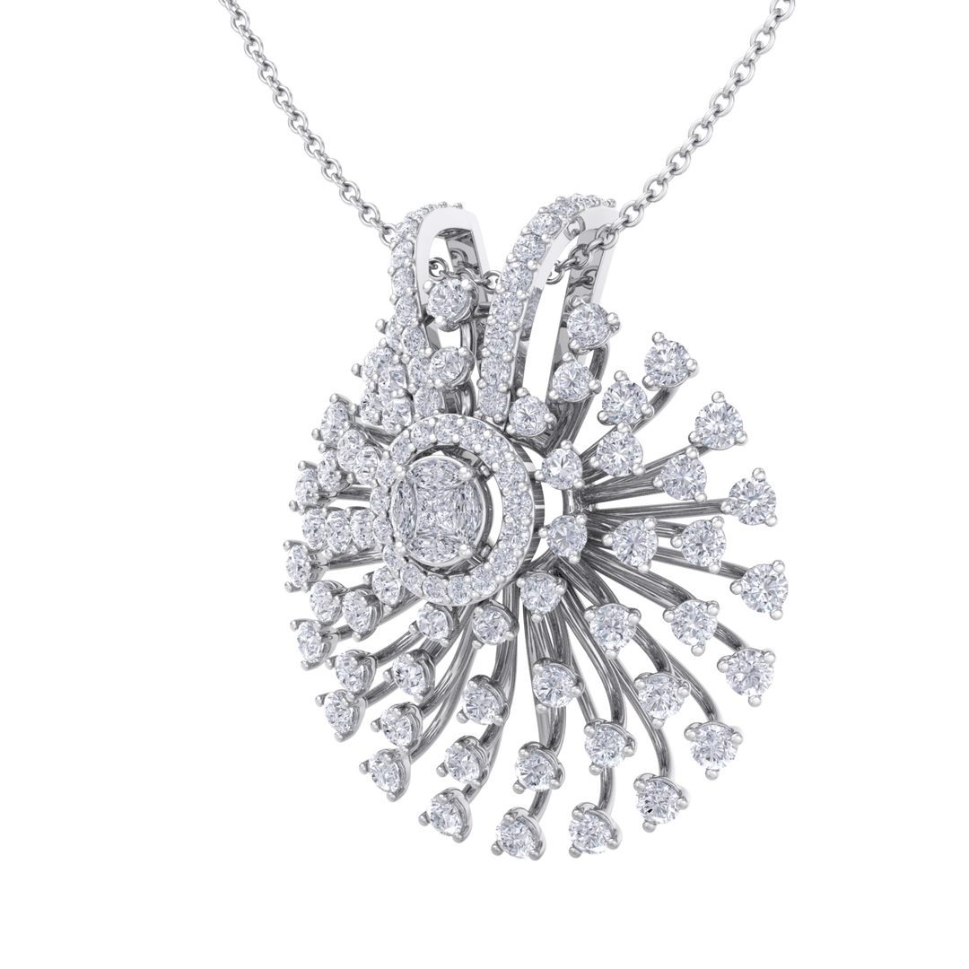 Flower Pendant in rose gold with white diamonds of 2.08 ct in weight
