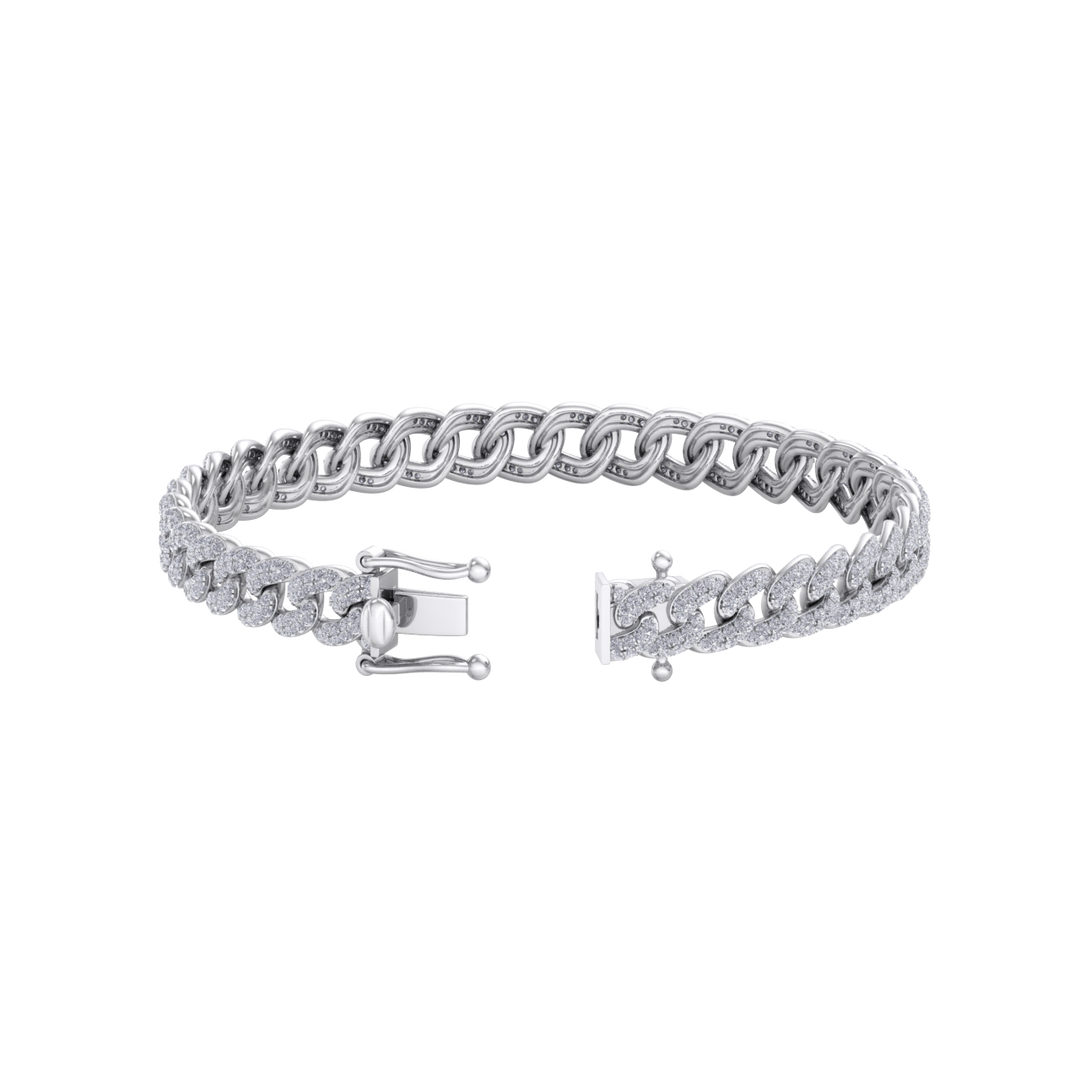 Chain diamond bracelet in white gold with white diamonds of 3.17 ct in weight