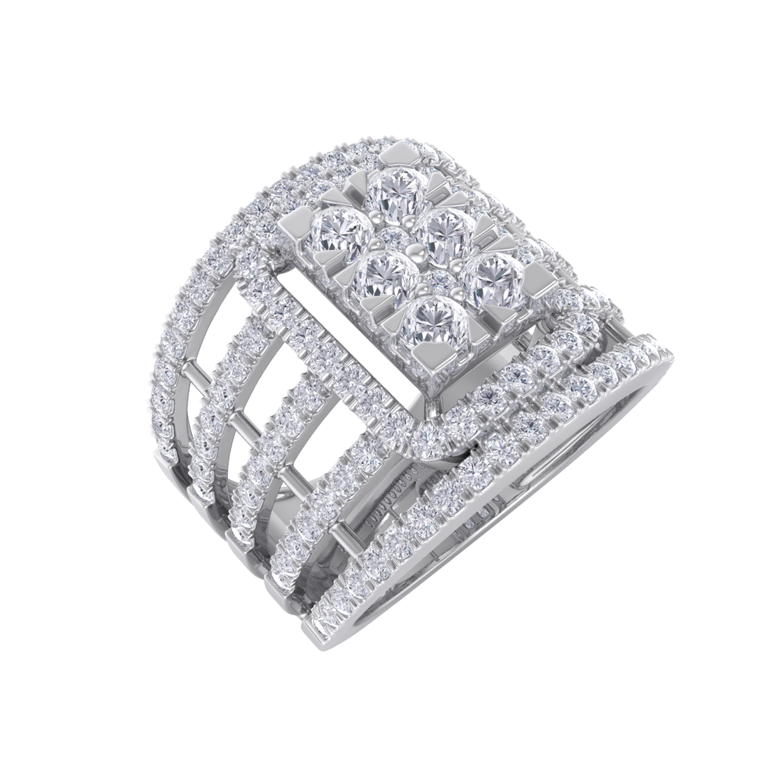 Statement Diamond ring in yellow gold with white diamonds of 1.52 ct in weight