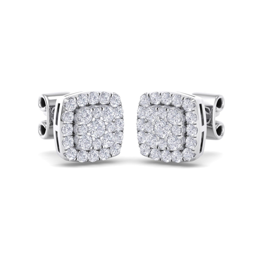 Classic stud earrings in yellow gold with white diamonds of 0.50 ct in weight