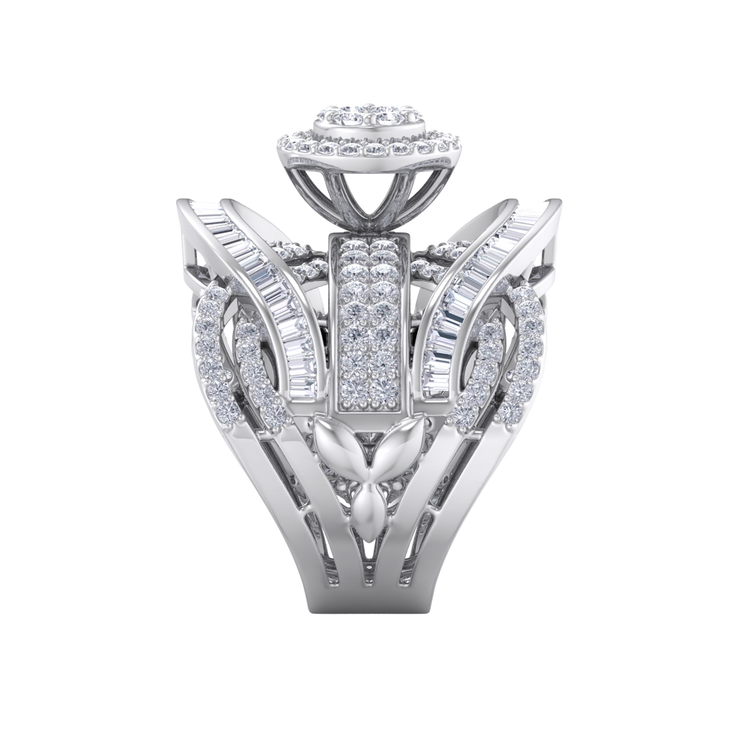 Statement Diamond ring in white gold with white diamonds of 2.32 ct in weight