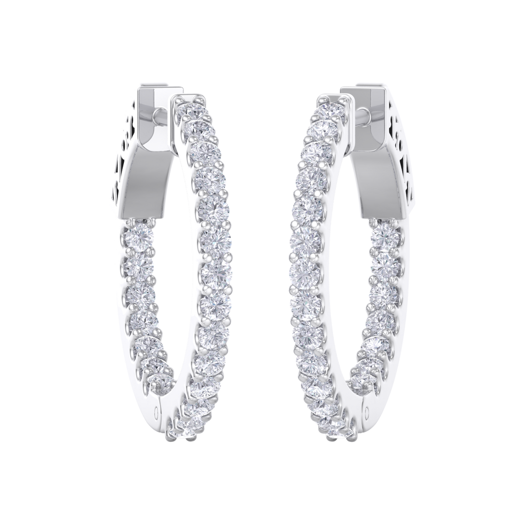 Diamond eternity hoop earrings in white gold with white diamonds of 0.98 ct in weight
