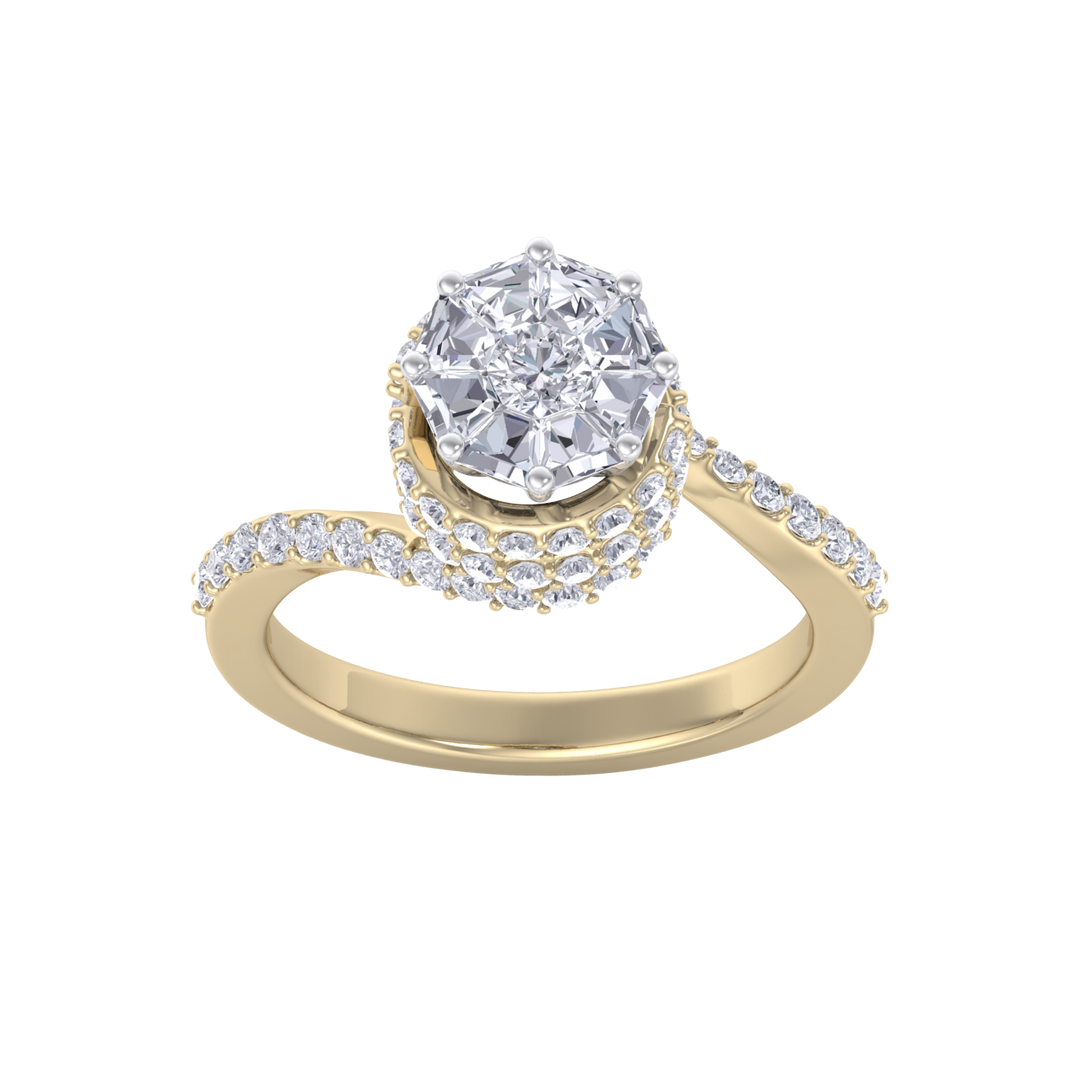 Beautiful Diamond ring in rose gold with white diamonds of 2.04 ct in weight