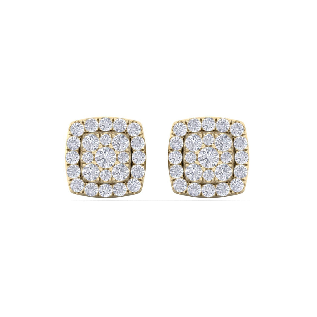 Classic stud earrings in yellow gold with white diamonds of 0.50 ct in weight