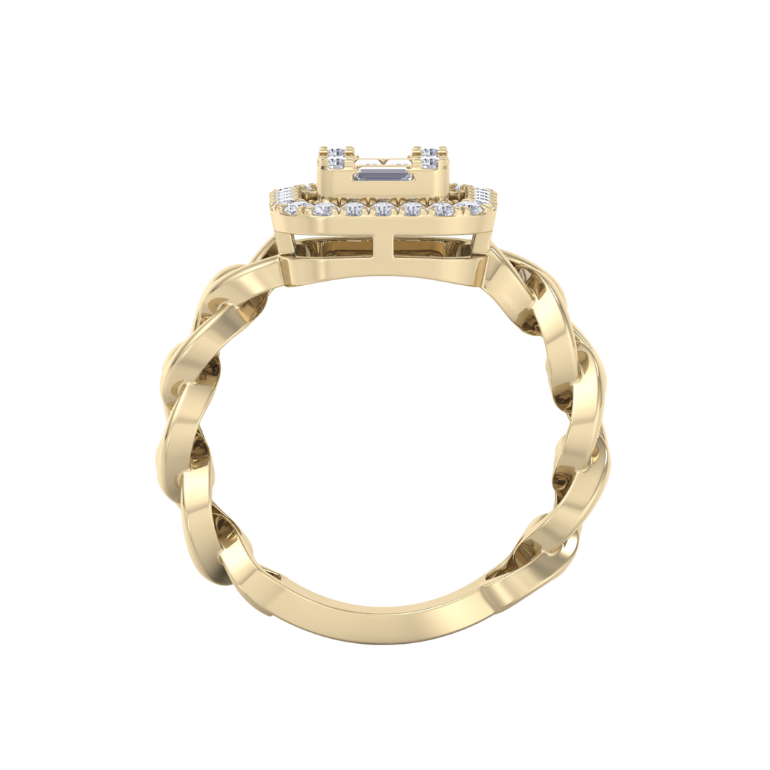 Statement Chain Ring in white gold with white diamonds of 0.41 ct in weight