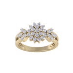 Load image into Gallery viewer, Elegant flower ring in yellow gold with white diamonds of 0.60 ct in weight
