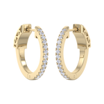 Load image into Gallery viewer, Petite diamond hoop earrings in yellow gold with white diamonds of 0.34 ct in weight
