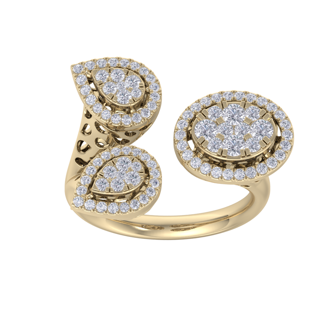 Statement ring in yellow gold with white diamonds of 0.73 ct in weight