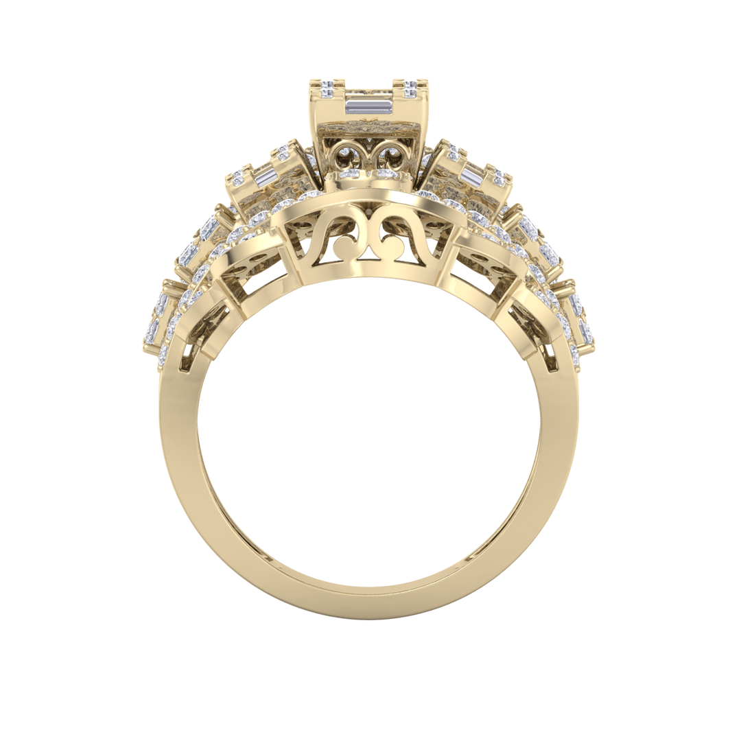 Statement ring in yellow gold with white diamonds of 1.91 ct in weight