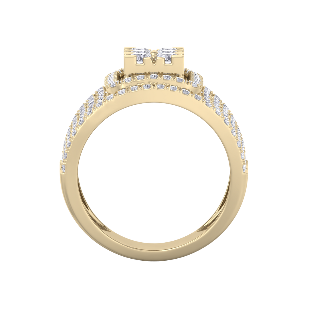 Statement Diamond ring in yellow gold with white diamonds of 1.52 ct in weight
