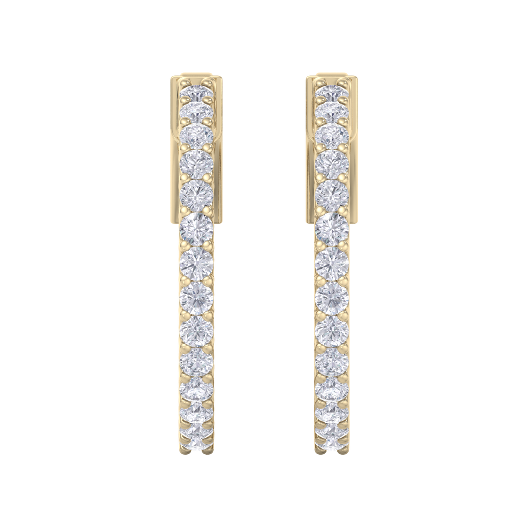 Diamond eternity hoop earrings in yellow gold with white diamonds of 0.98 ct in weight