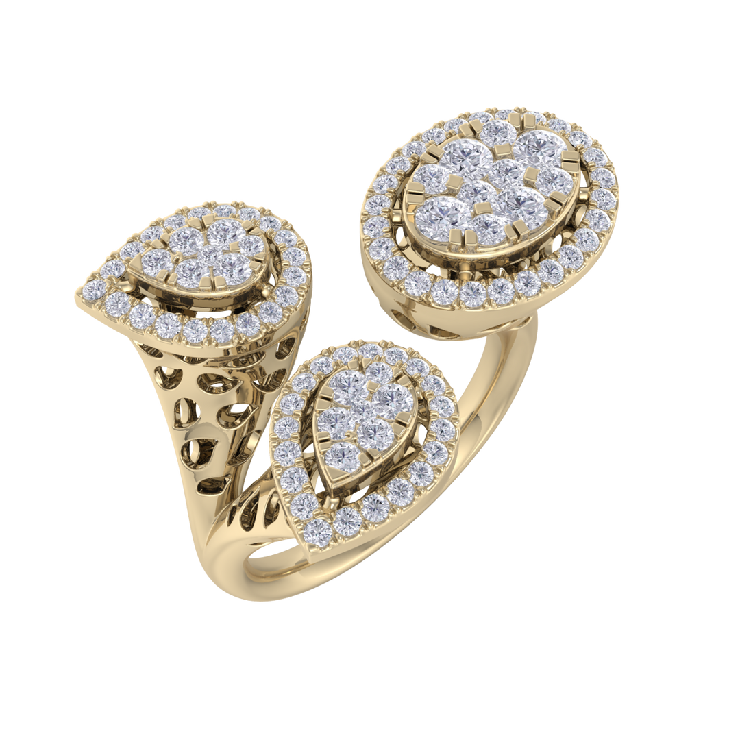 Statement ring in yellow gold with white diamonds of 0.73 ct in weight