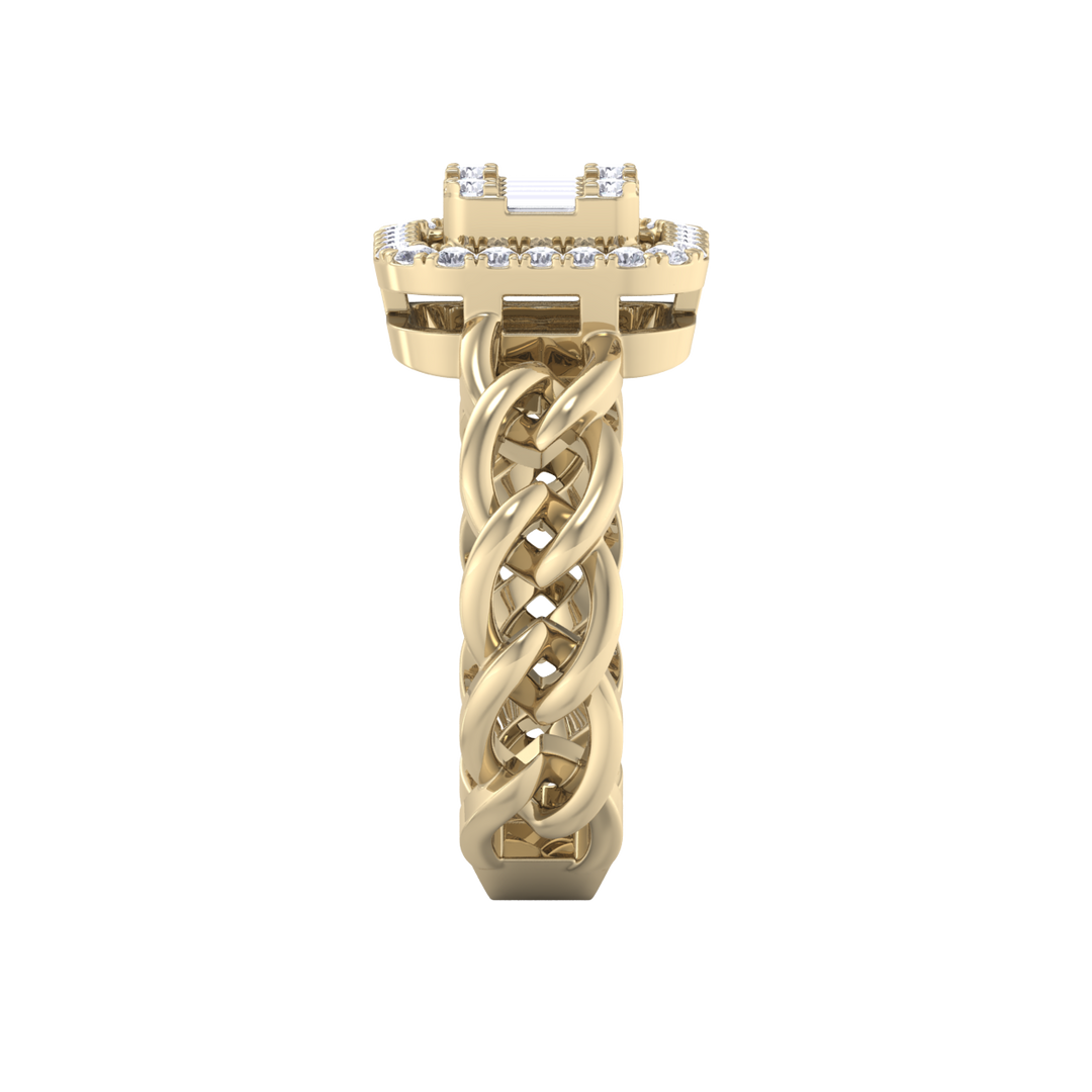 Statement Chain Ring in white gold with white diamonds of 0.41 ct in weight