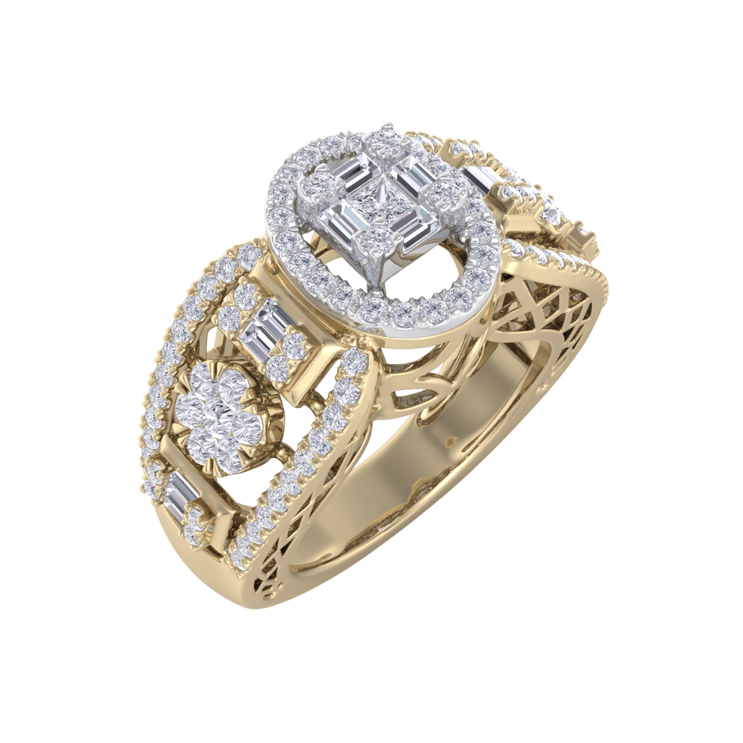 Diamond ring in white gold with white diamonds of 0.99 ct in weight