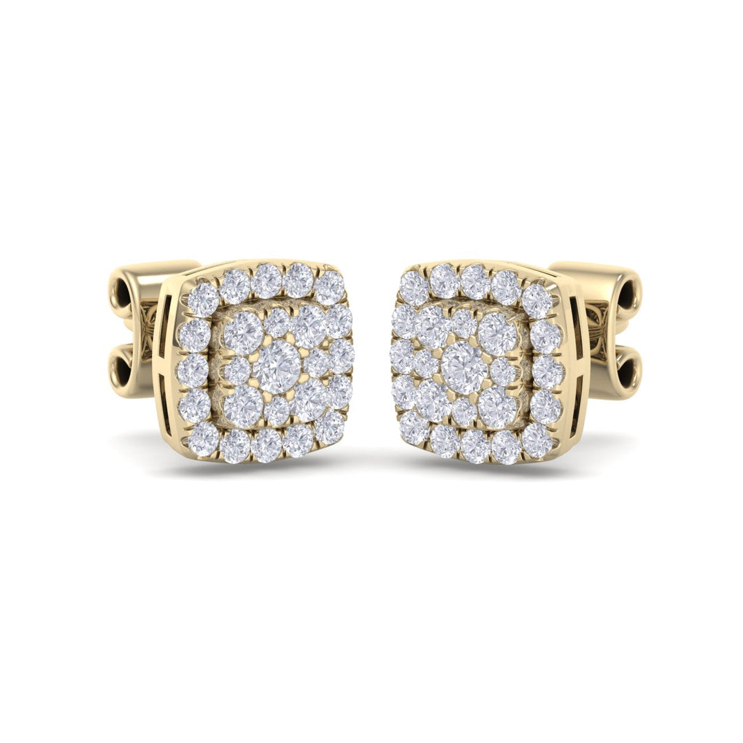 Classic stud earrings in yellow gold with white diamonds of 0.50 ct in weight